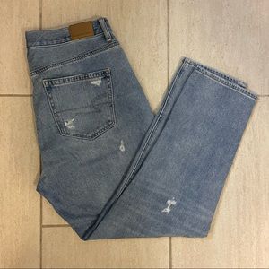 Distressed High Rise Mom Jeans